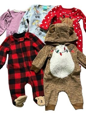 Baby Girl Disney Christmas Footie Pajamas Mickey Minnie Size 0-3 Months